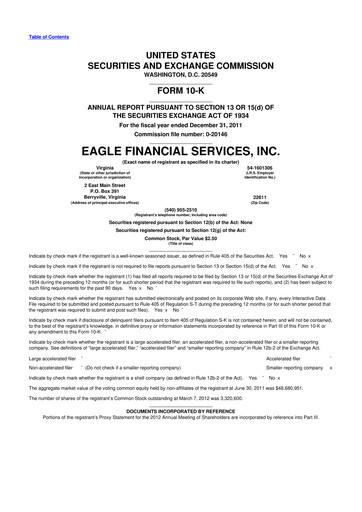 Miniature Eagle Financial Services 10-K Rapport annuel 2011