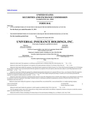 Thumbnail Universal Insurance Holdings 10-K Annual Report 2011