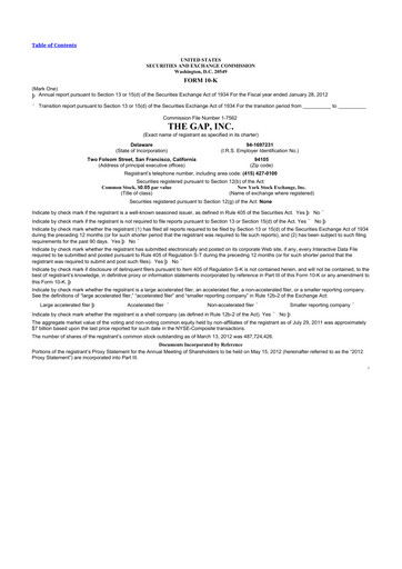 Thumbnail Gap Inc.
 10-K Annual Report 2011