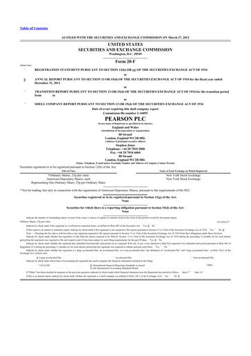 Miniature Pearson 20-F Rapport annuel 