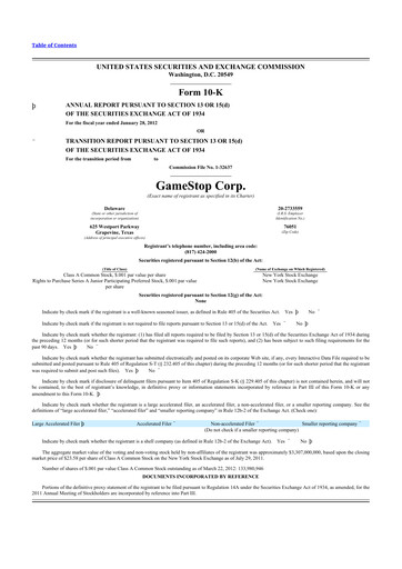 Thumbnail GameStop
 10-K Annual Report 2011