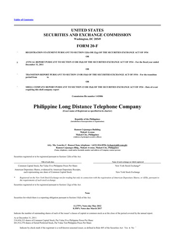 Thumbnail PLDT 20-F Annual Report 