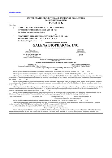 Thumbnail SELLAS Life Sciences 10-K Annual Report 2011