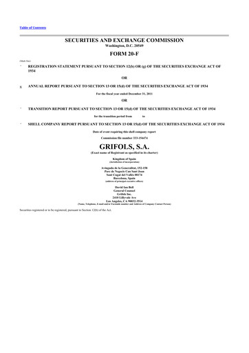 Miniature Grifols 20-F Rapport annuel 