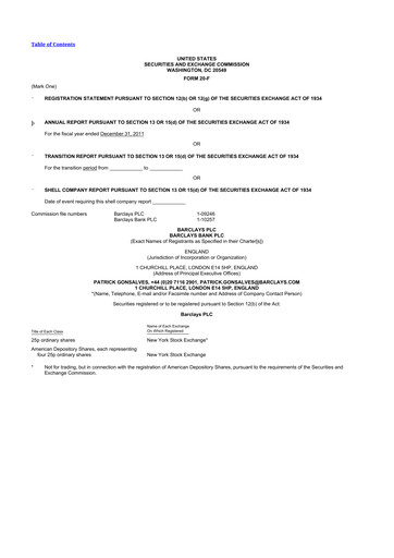 Thumbnail Barclays 20-F Annual Report 