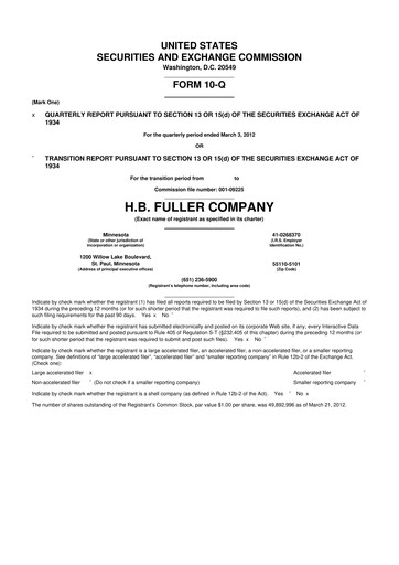 Thumbnail H.B. Fuller
 10-Q Quarterly Report FY2012 