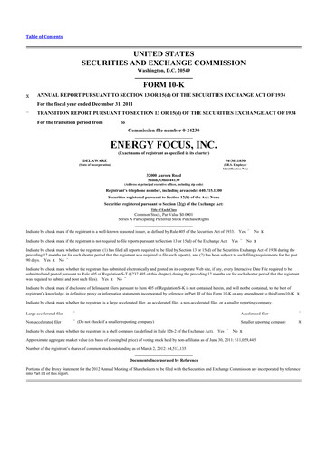 Thumbnail Energy Focus 10-K Annual Report 2011