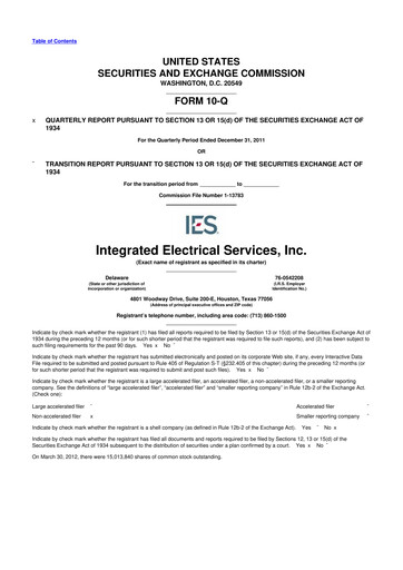 Thumbnail IES Holdings 10-Q Quarterly Report FY2012 