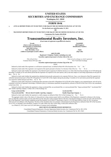 Miniature Transcontinental Realty Investors 10-K Rapport annuel 2011