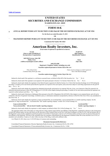 Thumbnail American Realty Investors 10-K Annual Report 2011
