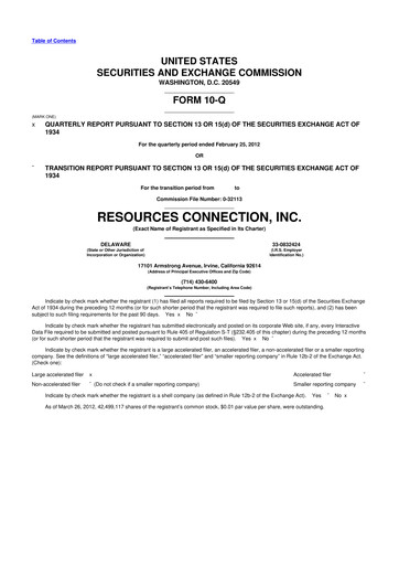 Thumbnail RGP (Resources Connection) 10-Q Quarterly Report FY2012 
