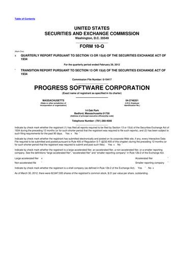 Thumbnail Progress Software
 10-Q Quarterly Report FY2012 
