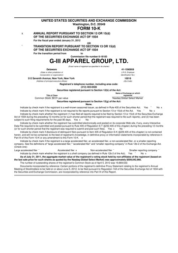 Thumbnail G-III Apparel Group 10-K Annual Report 2012