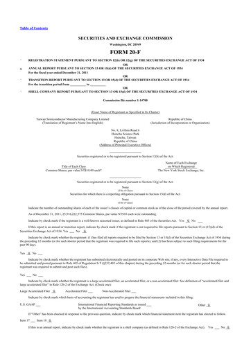 Thumbnail TSMC 20-F Annual Report 