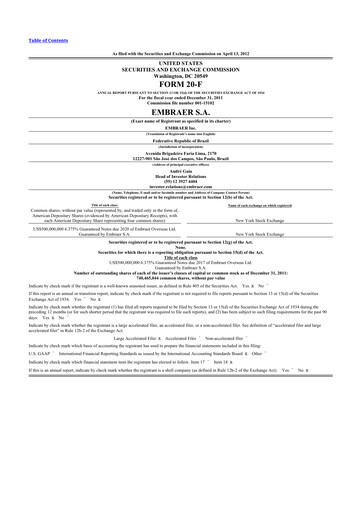 Thumbnail Embraer 20-F Annual Report 