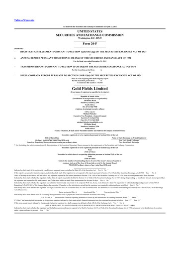 Thumbnail Gold Fields
 20-F Annual Report 2011