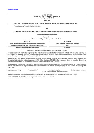 Thumbnail Pentair
 10-Q Quarterly Report FY2012 