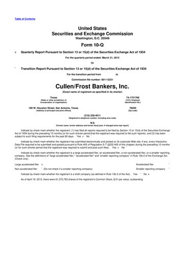 Thumbnail Cullen/Frost Bankers 10-Q Quarterly Report FY2012 