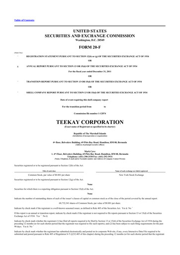 Vorschaubild Teekay 20-F Jahresbericht 2011