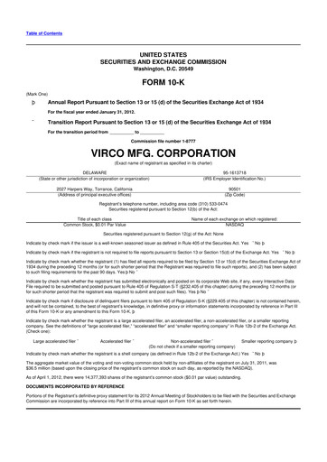 Thumbnail Virco Manufacturing 10-K Annual Report 2012