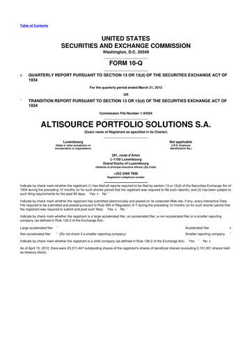 Thumbnail Altisource Portfolio Solutions
 10-Q Quarterly Report FY2012 