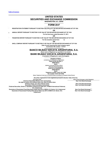 Thumbnail Banco Bilbao Vizcaya Argentaria 20-F Annual Report 