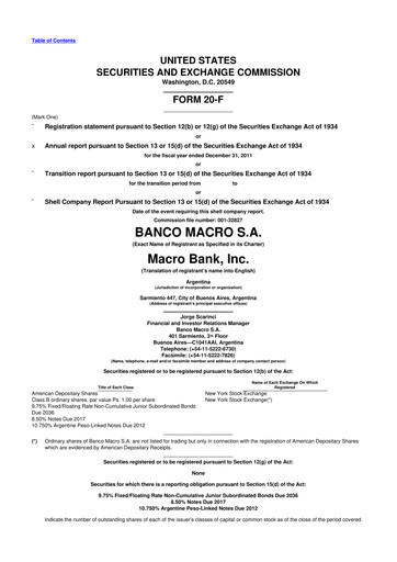 Thumbnail Banco Macro
 20-F Annual Report 