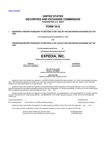 Vorschaubild Expedia Group 10-Q Quartalsbericht 2012 