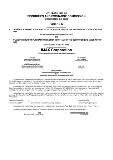 Thumbnail Imax Corp 10-Q Quarterly Report FY2012 