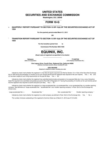 Thumbnail Equinix 10-Q Quarterly Report FY2012 