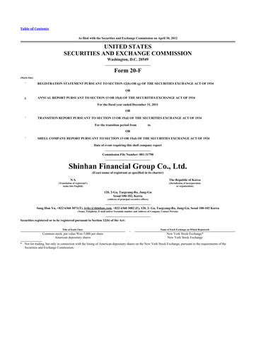 Thumbnail Shinhan Financial Group
 20-F Annual Report 