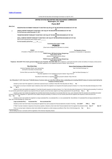 Miniature POSCO 20-F Rapport annuel 