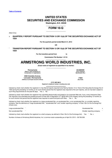 Vorschaubild Armstrong World Industries
 10-Q Quartalsbericht 2012 
