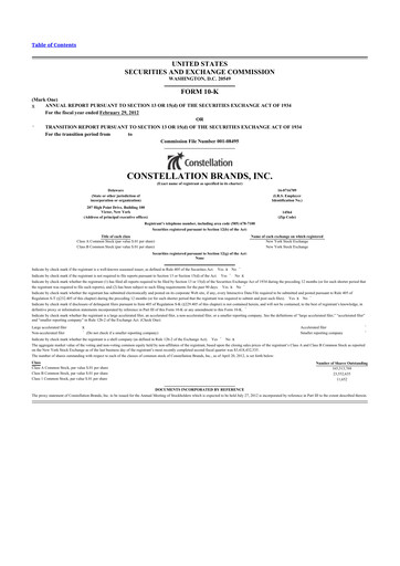 Thumbnail Constellation Brands 10-K Annual Report 2012