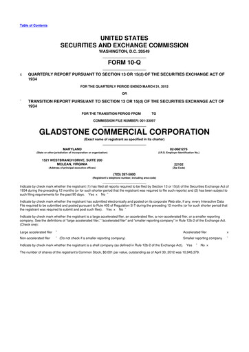 Thumbnail Gladstone Commercial 10-Q Quarterly Report FY2012 