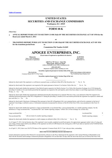 Thumbnail Apogee Enterprises 10-K Annual Report 2012