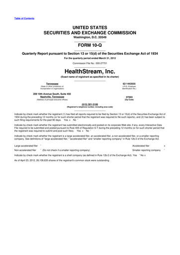 Thumbnail HealthStream 10-Q Quarterly Report FY2012 