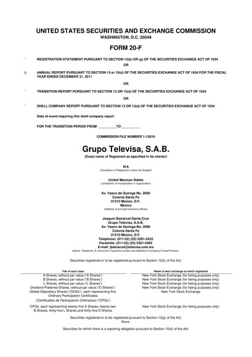 Thumbnail Televisa 20-F Annual Report 