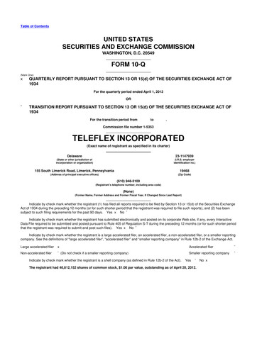 Thumbnail Teleflex 10-Q Quarterly Report FY2012 