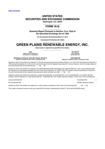 Thumbnail Green Plains 10-Q Quarterly Report FY2012 