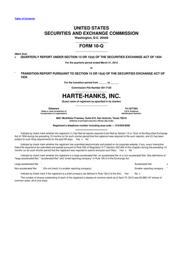 Miniature Harte Hanks 10-Q Rapport trimestriel 2012 