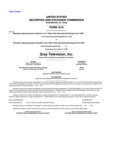 Miniature Gray Media
 10-Q Rapport trimestriel 2012 