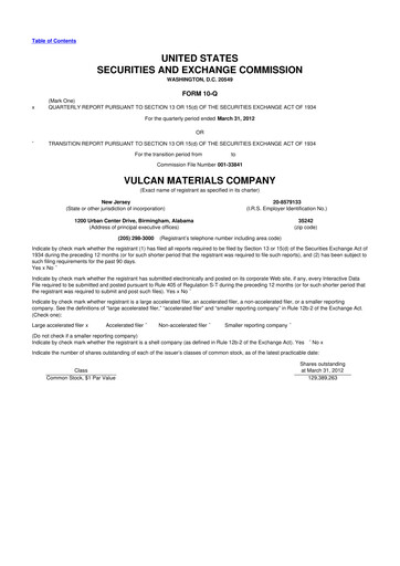 Thumbnail Vulcan Materials 10-Q Quarterly Report FY2012 