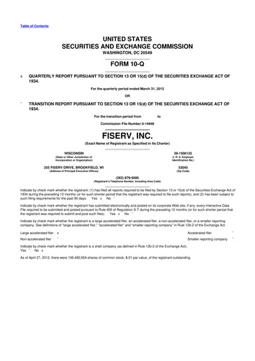 Vorschaubild Fiserv 10-Q Quartalsbericht 2012 