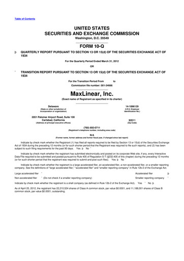 Thumbnail MaxLinear 10-Q Quarterly Report FY2012 
