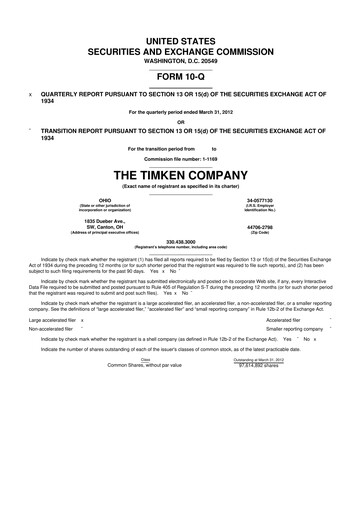 Thumbnail Timken Company
 10-Q Quarterly Report FY2012 