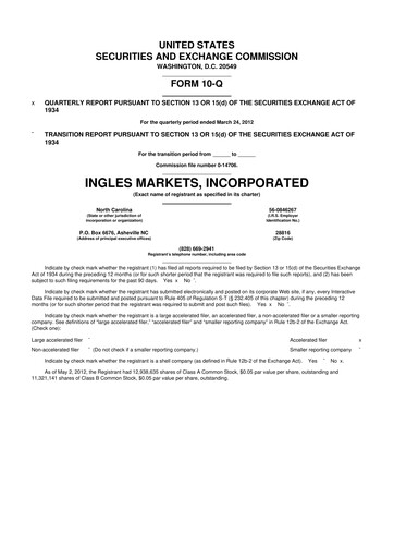 Thumbnail Ingles Markets 10-Q Quarterly Report FY2012 