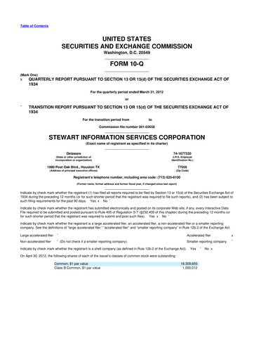 Thumbnail Stewart Information Services 10-Q Quarterly Report FY2012 