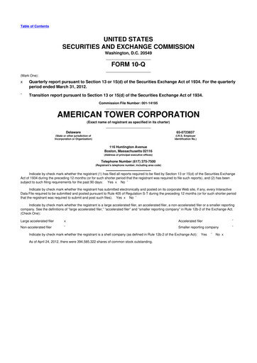 Thumbnail American Tower 10-Q Quarterly Report FY2012 