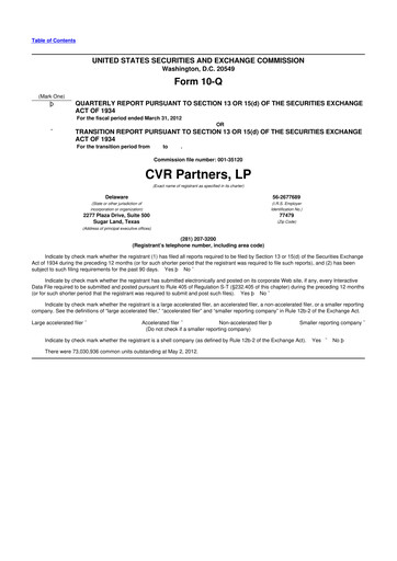 Thumbnail CVR Partners 10-Q Quarterly Report FY2012 